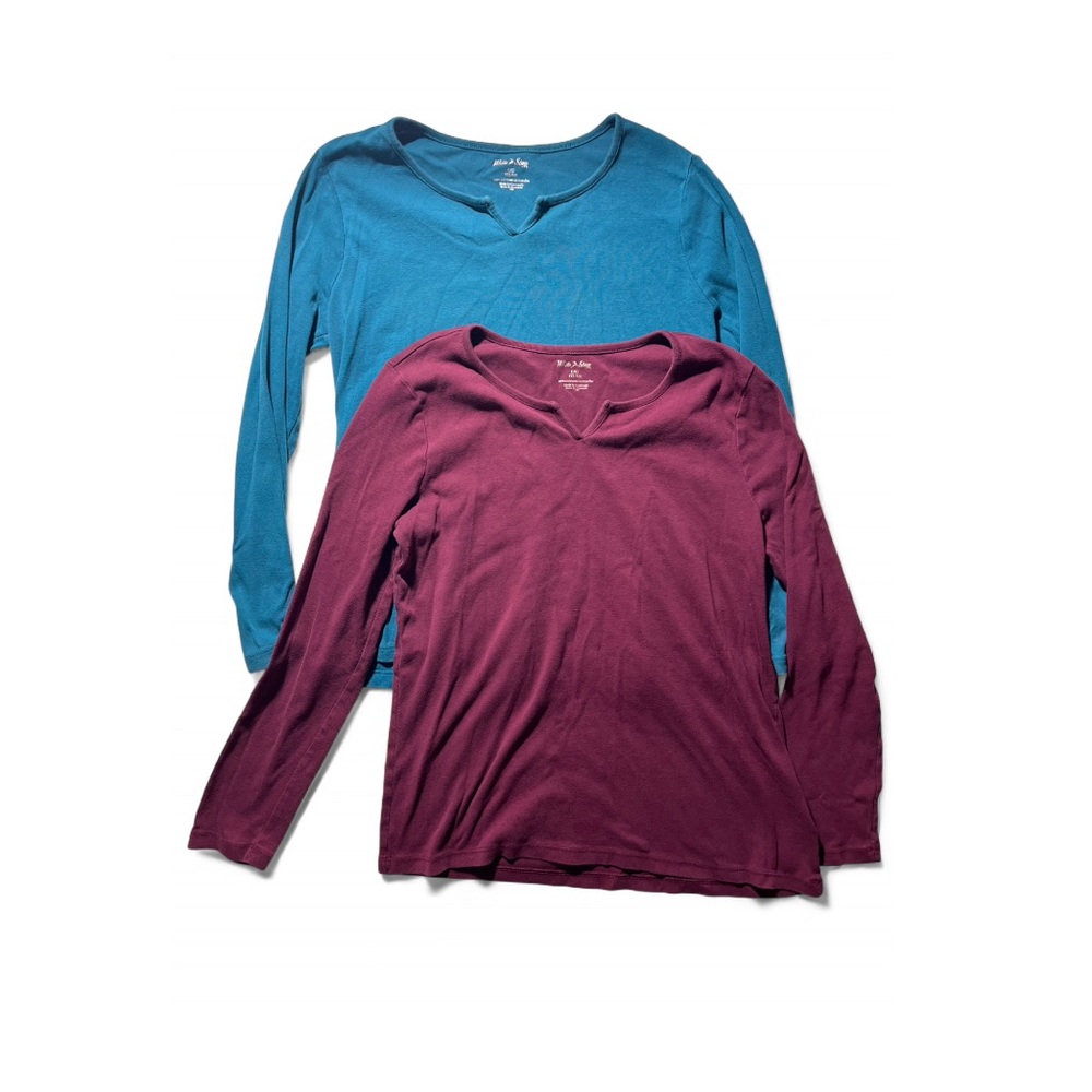 Pair set long-sleeve v-neck top